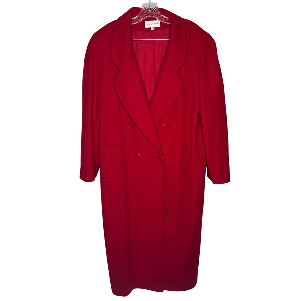 1980s Casual Corner Red Wool Long Coat Made in USA medium - Large - Picture 2 of 16